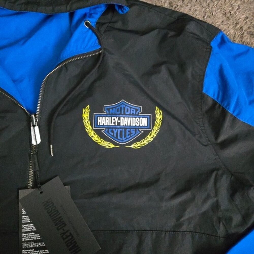 Harley-Davidson Black and Blue Racing Hoodie Men 3XL Reversible 012026 - Picture 6 of 10